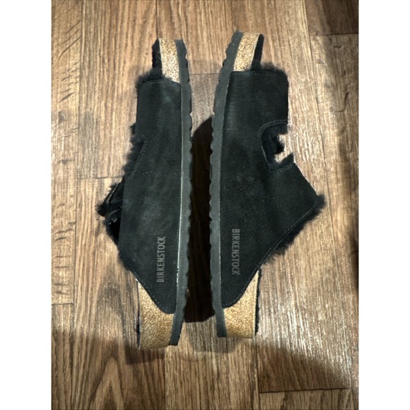 Birkenstock Arizona Shearling Suede Leather Black US M 10 W 11.5 EU 43 Unisex - Picture 6 of 12